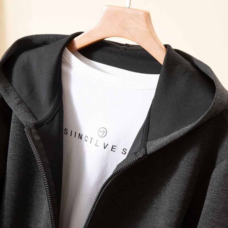 Air Layer Japanese and Korean Style Light Luxury Simple Solid Color Hooded Jacket