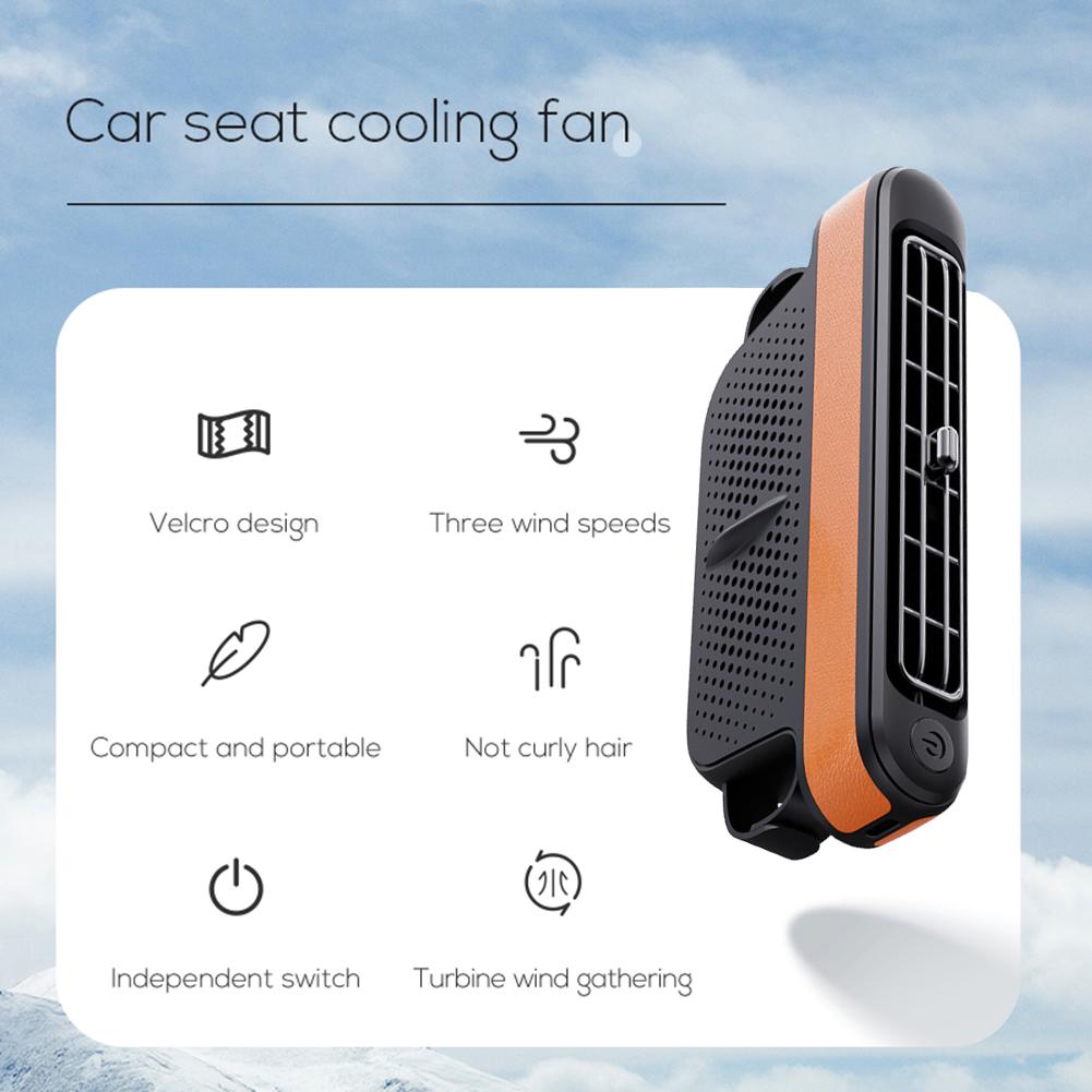 USB Car Cooling Fan for Backseat 3 Speeds Ventilation Fan 5V/2A Electric Car Seat Fan for Mini Cars RVs Sedans