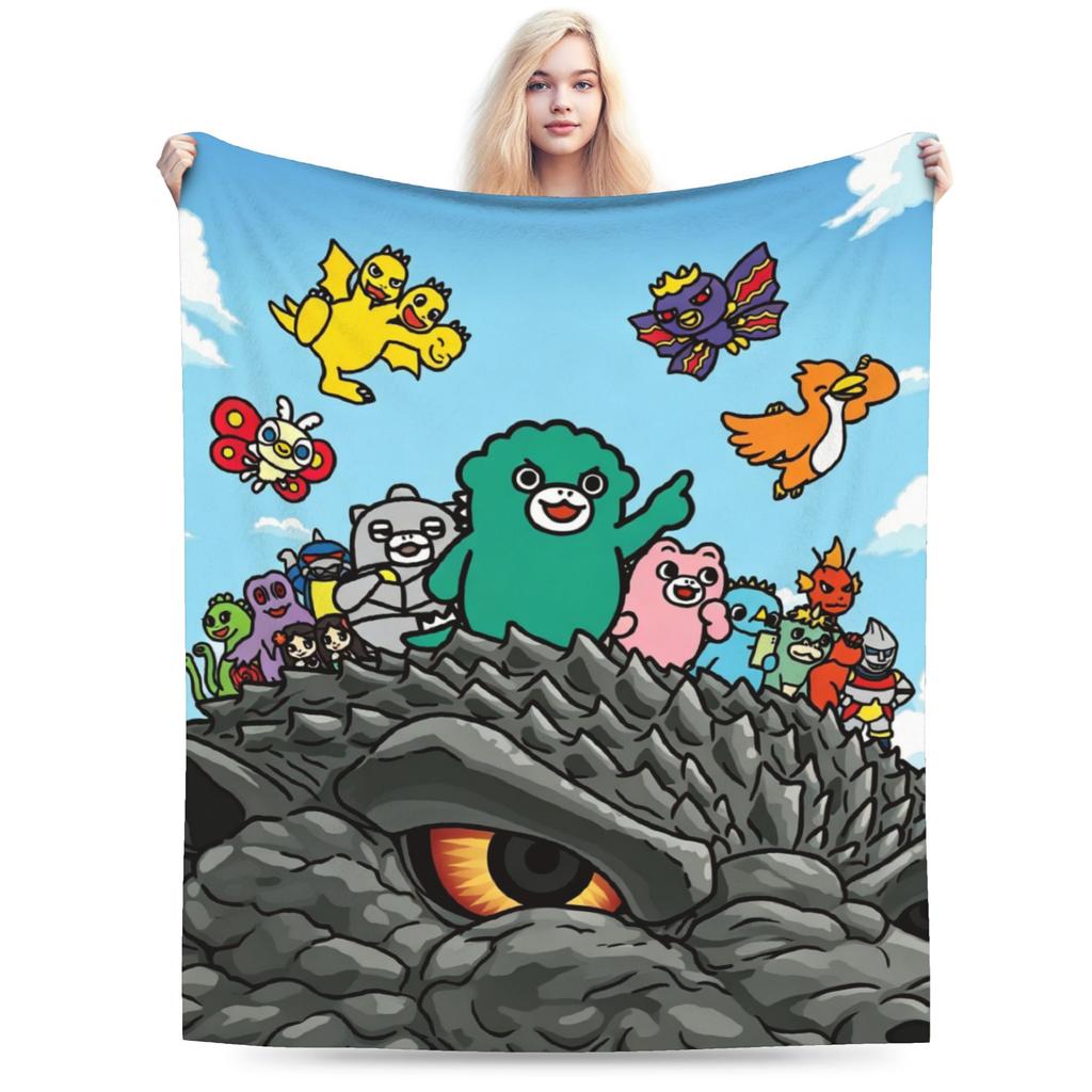 Chibi Monster Island Buddies Fleece Throw Blankets 80S Blanket For Sofa Office Super Soft Bed Rug