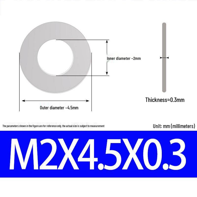 304 Stainless Steel Ultra-Thin Flat Washer, Thickness: 0.1/0.2/0.3/0.4/0.5 Mm, Sizes M1-M8