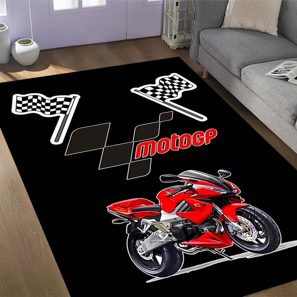 Tappeti Antiscivolo a Tema Logo Fiamme MotoGP - Arredamento per la Casa in Poliestere, Adatti per Camere da Letto, Soggiorni, Ingressi, Studi e Decorazioni