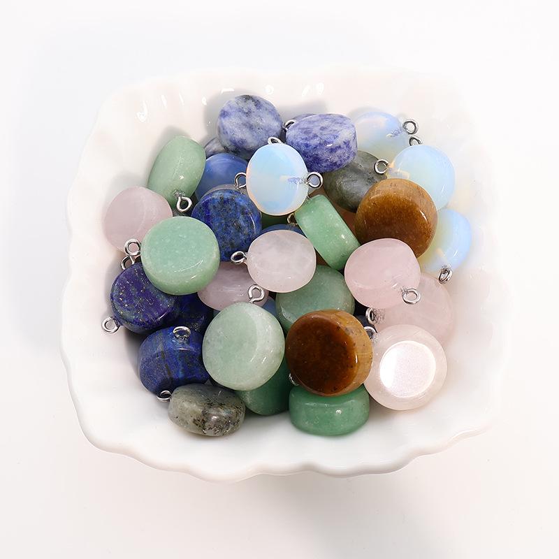 Natural Stone Crystal Cookie Shape Necklace Pendant Ornaments