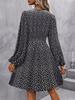 2025 Autumn/Winter Europe & America Oblique Neck Lantern Sleeve Pleated Waist Retro Dress