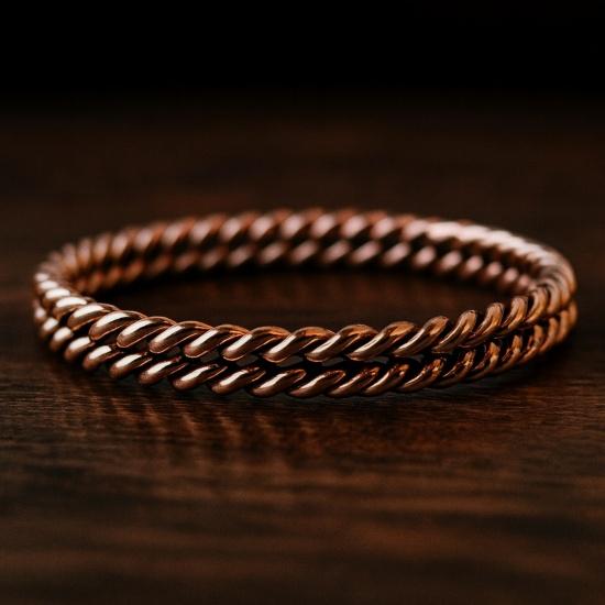 Pure Copper Double Twisted Rope Bangle, Arthritis Pain Relief Cuff Bracelet, Handmade Minimalist Jewelry
