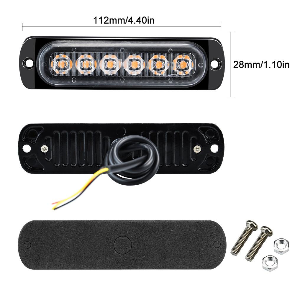 Led Strobe Light Flashing Grille Lights Car Emergency Light 6Led Warn Light Police Lights For Car Truck Strobe Led Light 12V 24V