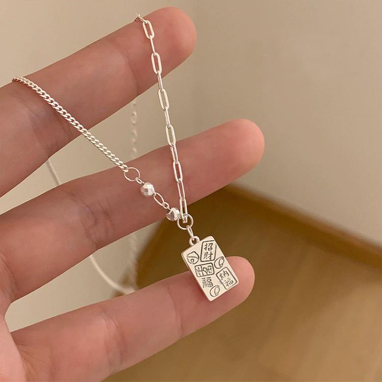 925 Silver Black Agate Necklace for Women Girl Snake Bone Chain Water Drop Jewelry Gift
