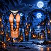 Halloween Pumpkin T Shirt Men 3D Muscle Body Print Long Sleeve Moon Night Tropical Palm Tree Beach Party Funny Costume Shirt
