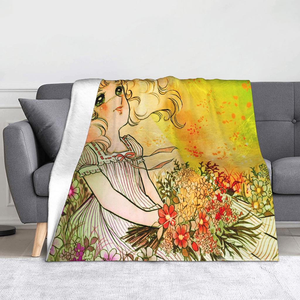 Anime Candy Candy Blankets Fleece All Season Kawaii Cute Girl Flowery Multi-function Thin Throw Blanket for Bed Office Quilt
