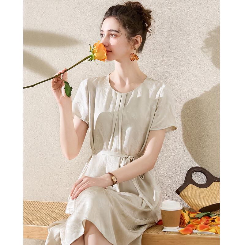 Women s 100% Mulberry Silk Jacquard A-Line Dress XL