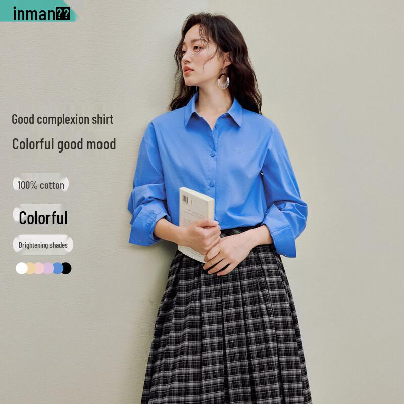 INMAN Women s Pure Cotton Long-Sleeve Commuter Shirt L