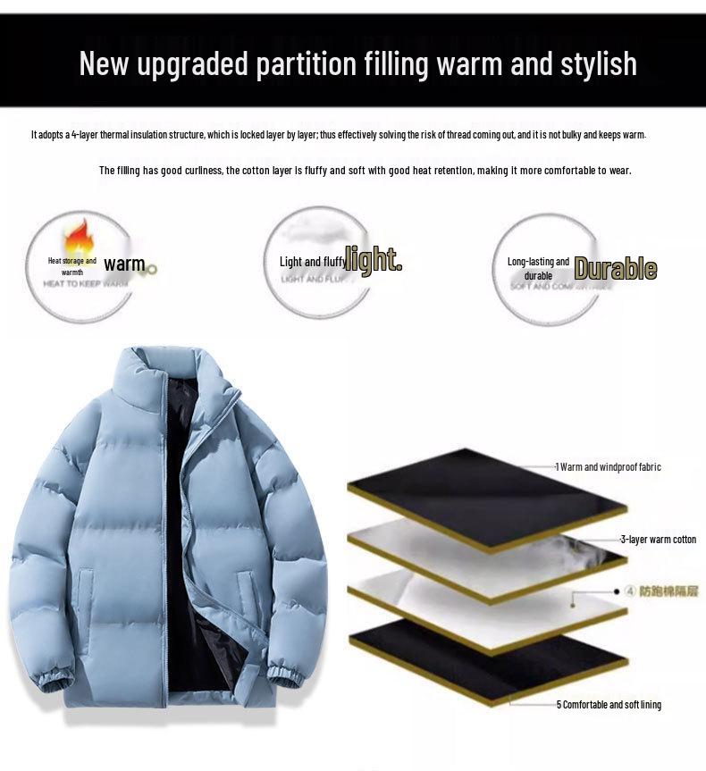 Men's 2025 Thick Padded Cotton Jacket - Loose Fit, Warm, Versatile Stand Collar Coat