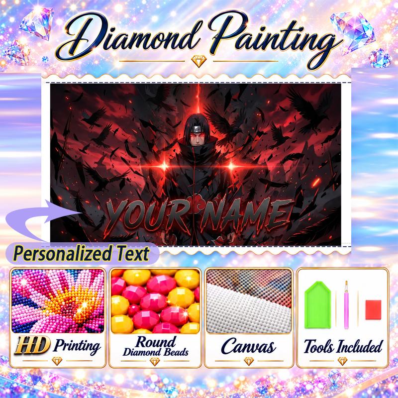 Personalized Itachi Uchiha Diamond Art Custom Name 5D Diamond Painting Full Drill DIY Craft