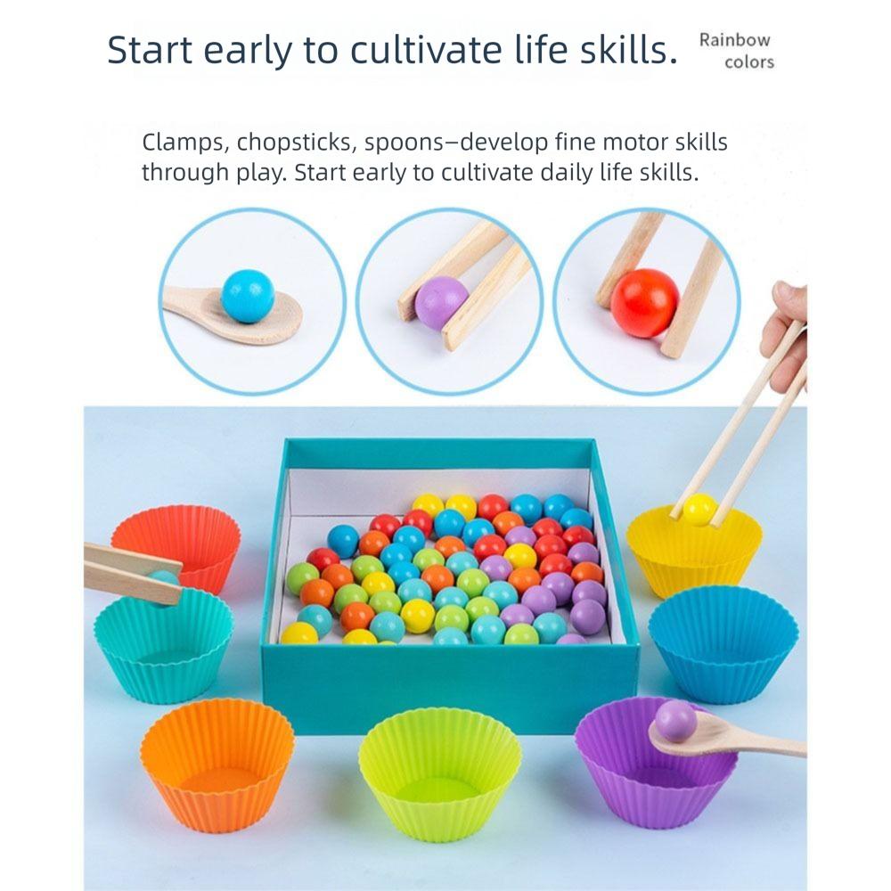 Wooden Digital Operation Clip Bead Matching Game Children Early Education Toy Fine Motor Training Kid Cognitive Pairing Puzzle