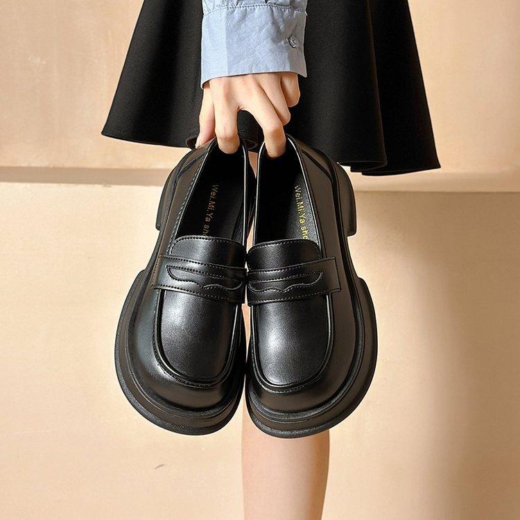 

Real soft leather black small leather shoes women s new women s shoes for autumn 2025 British style shoes platform sole shoes loafers 40