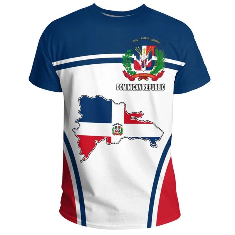 Dominican Republic Flag 3D Print T-Shirt Men's Quick Dry Sports Jersey Baseball Football Soccer Fan Shirt Summer Outdoor Top
