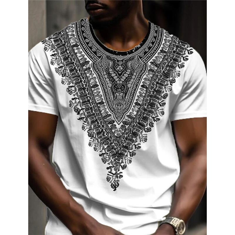 Designer Vintage Afrikanisches Ethnisches Blumen T-Shirt 3D-Druck Herren Bohemian