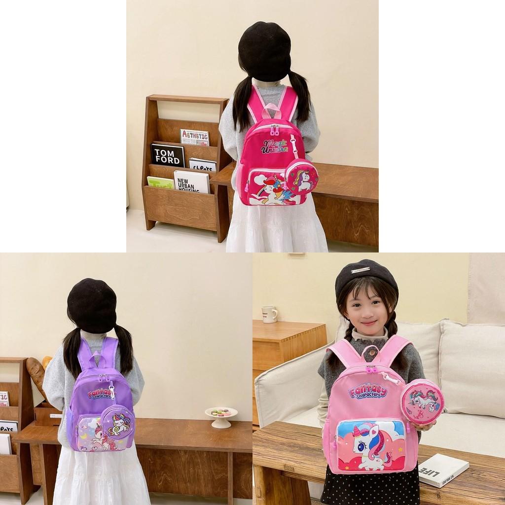 Cartoon Animal Unicorn Backpack Printed Nylon Versatile And Cute For Children