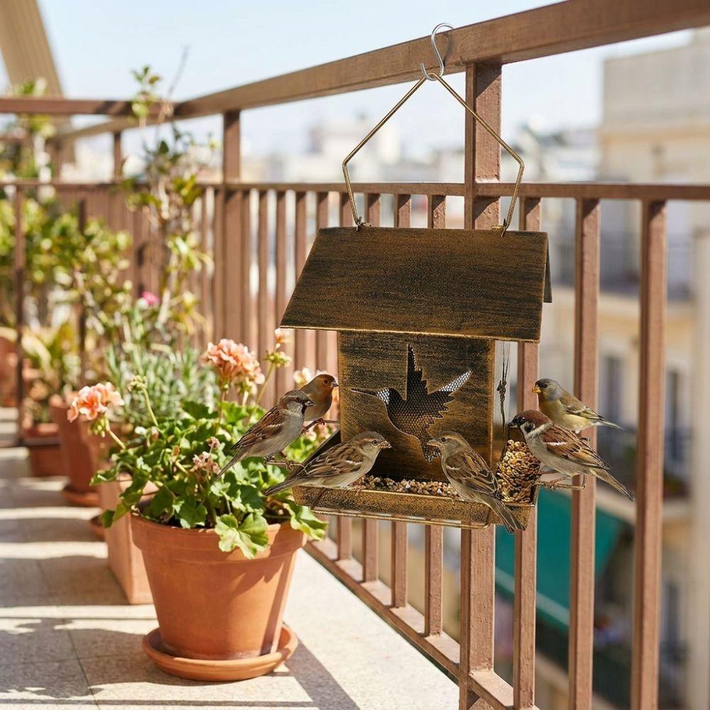 Large Capacity Hanging Metal Bird Feeder Windproof Wildlife Shelter Nature Lovers