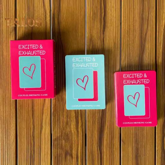 Excited Exhausted Game of Poker Romantic Date Night Ideas Couples Drinking Game 2 Players Adult Party Card Game for Couples