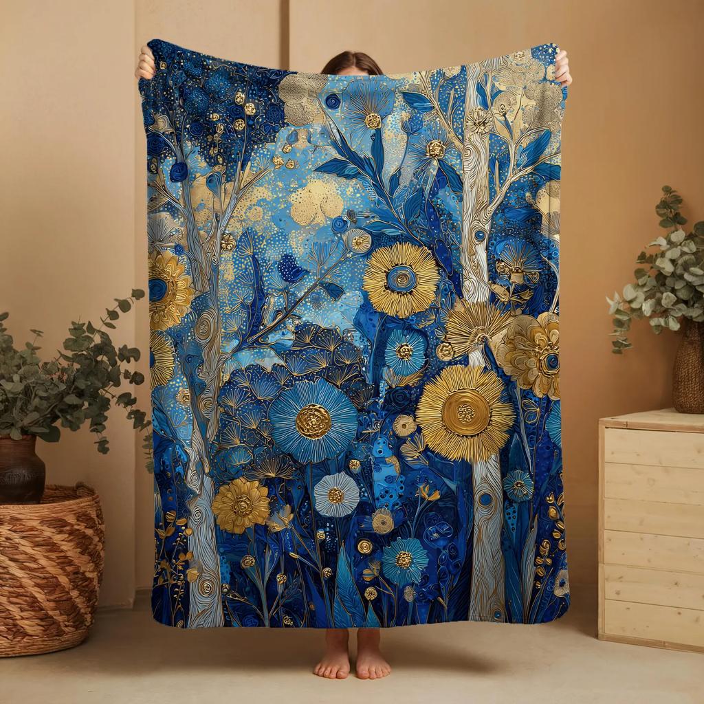 Vintage Flower Basket Butterfly Print Blanket Warm And Comfortable All Seasons Bedroom Camping Travel Multifunctional Blanket