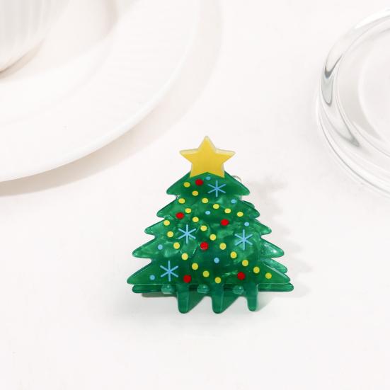 Strong Grip Hair Claw Christmas Themed Hair Clip Christmas Tree Gingerbread Man Snowflake Pattern