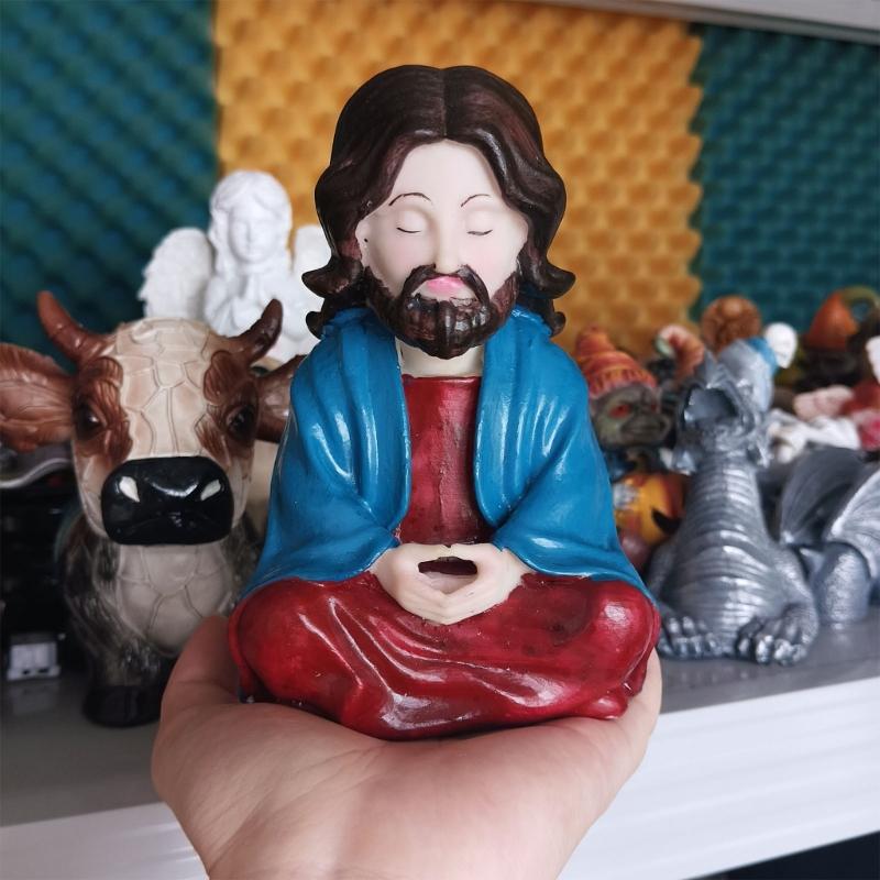 Resin Jesuses Statue for Home Decors Meditations Statue Decors Jesuses Figurines Ornament for Christmas Party Dercorations