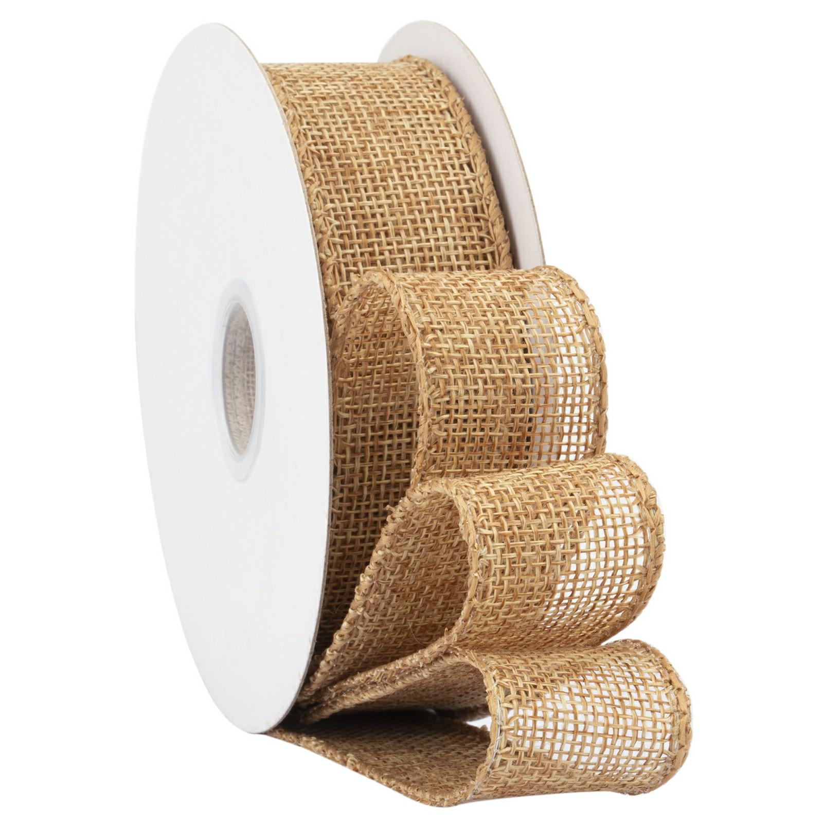 

25mm Width Artificial Burlap Ribbon with Wired Edge Christmas Gift Packing DIY Crafts Wrapping Material A