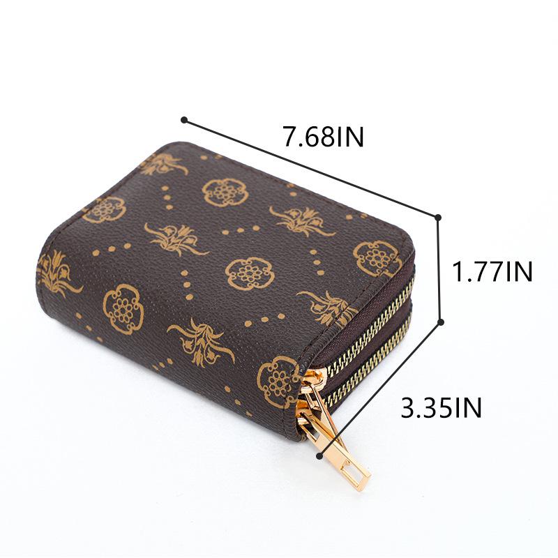 2025 Ladies Double Zipper Accordion Card Holder: Fashionable Multi-Card Slot Trendy Retro Coin Purse