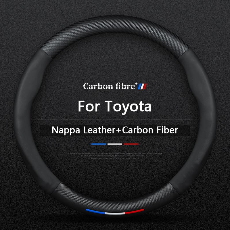 Car Carbon Fiber Leather Steering Wheel Cover For Toyota Camry RAV4 Corolla 86 Reiz Wish CHR Celica Vitz Highlander Yaris Avalon