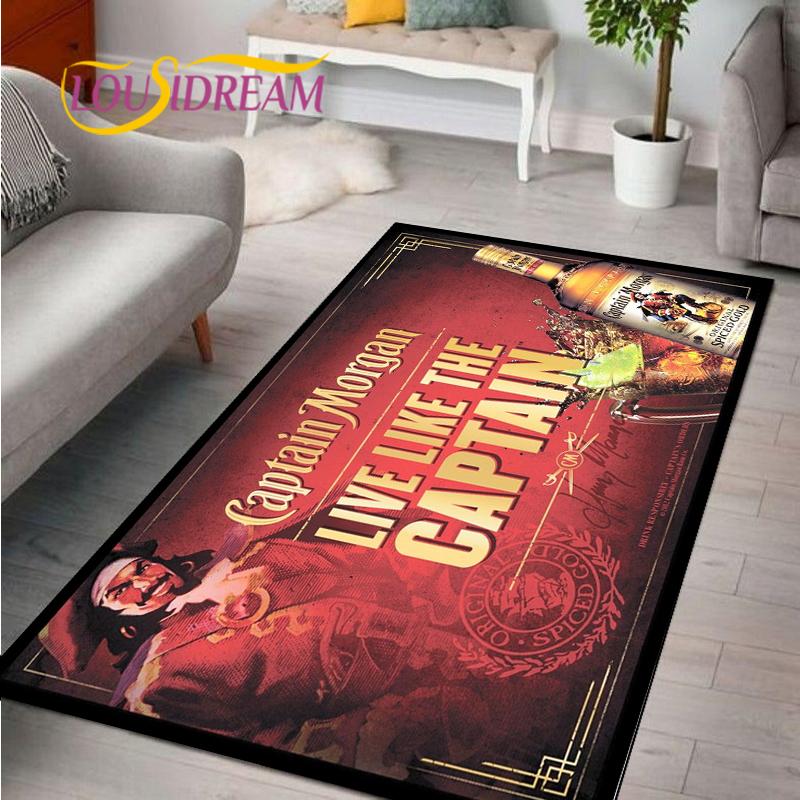Captain Morgan Musterteppich für Schlafzimmer Wohnzimmer Teppich für Küchenbodenmatten Heimdekor Kinder Rutschfeste Bodenmatte Teppich Alfombra