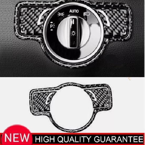 For Benz E-Class 2009-2015 Real Carbon Fiber Headlight Control Button Cover Trim