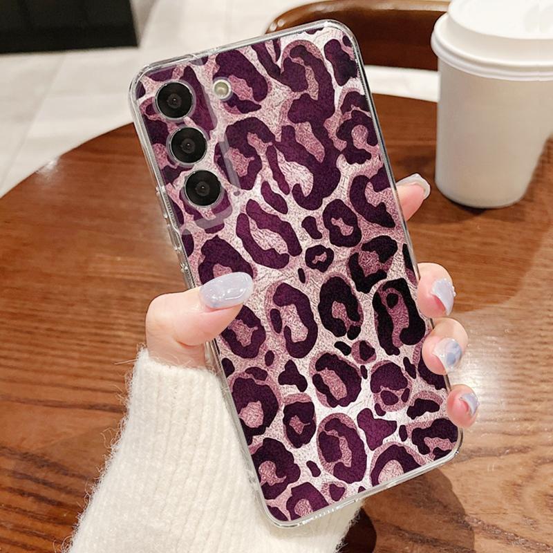 Leopardmönstrat skal för Samsung A57 S26 Ultra A37 A17 A56 A36 A26 A16 A55 A35 A25 A15 A54 5G S21 FE S22 S23 S24 S25 Plus Genomskinligt mjukt TPU-skydd