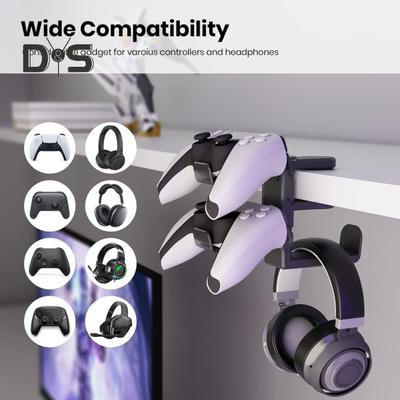 Gaming Headset Stand Controller Holder 360-Degree Rotating Universal PC Gaming Accessory Controller Headset Stand Storage Rack