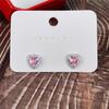 Orecchini Femminili alla Moda  Ago d'Argento Orecchini a Forma di Cuore Rosa Zircone per Donne Promessa Amore Statement Bijoux