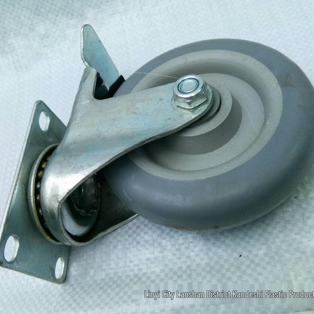 Silent Grey Dome Swivel Caster with TPR Flat Brake, Double Bearing, Medium Duty.