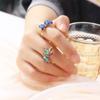 Personality Girls Korean Gradient Color Butterfly Open Ring Finger Rings Fashion Jewelry Crystal