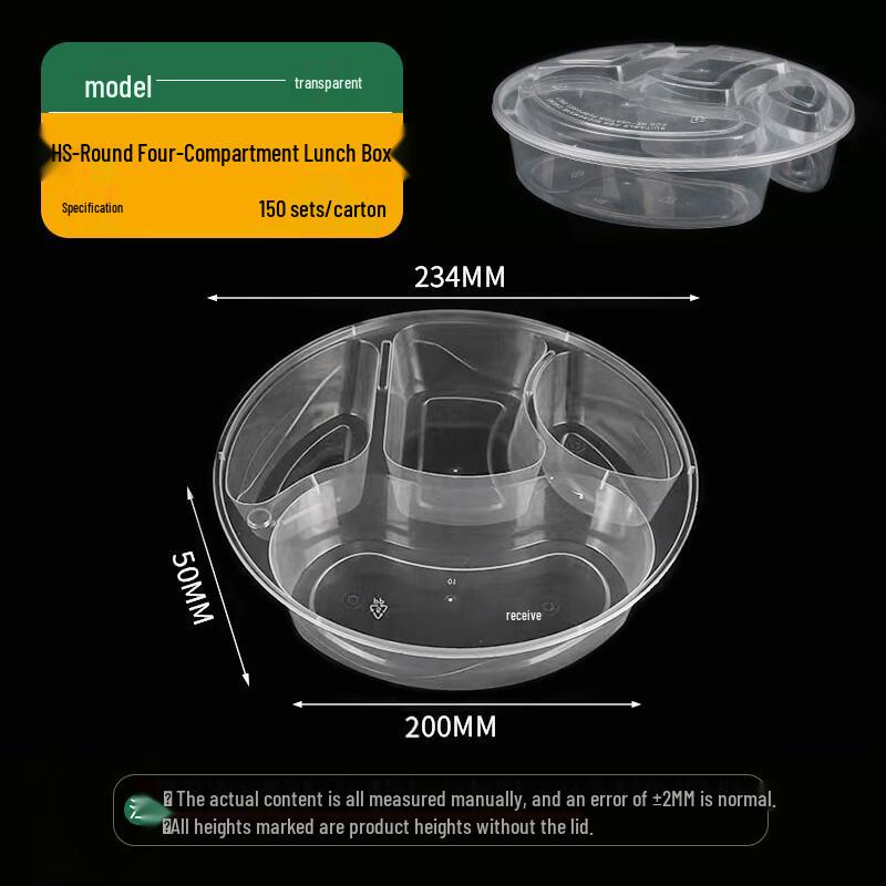 Disposable Multi-Compartment Food Containers with Lids
