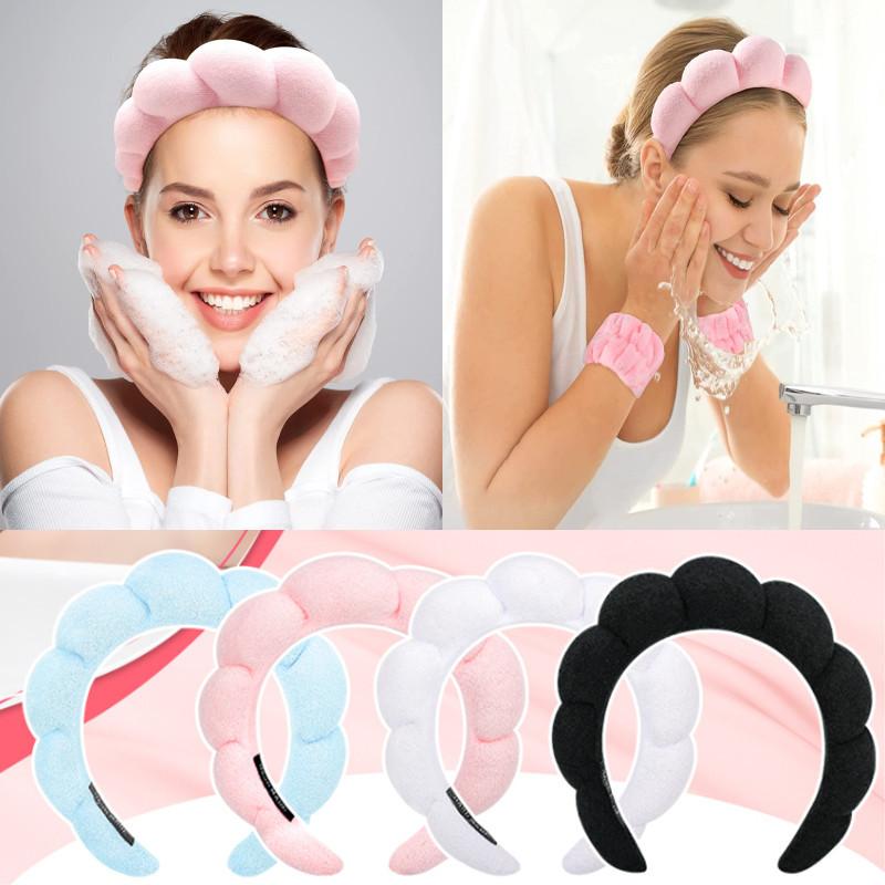 Fascia Per Capelli In Spugna Per Donna - Morbida E Ispessita Per Lavaggio Viso, Cura Della Pelle E Make-up (Blu)