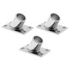 3 Pieces Stainless Steel Boat Deck Handrail Rectangle Base 60 Degree 22mm
