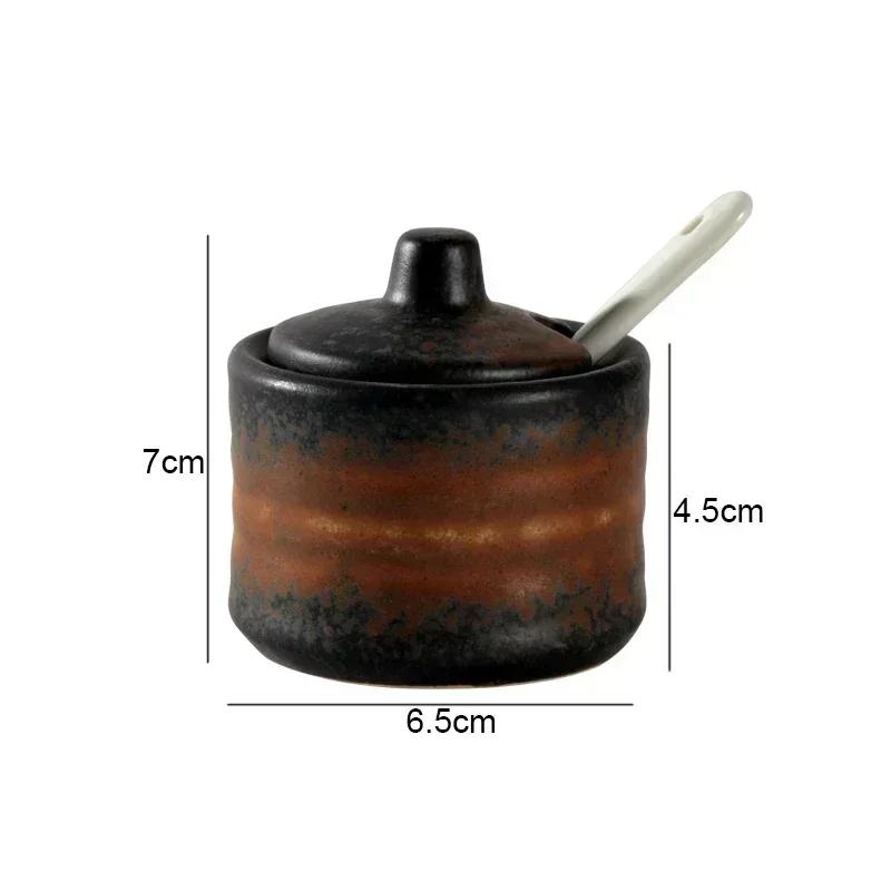 Retro Ceramic Seasoning Jars Salt and Pepper Shakers Kitchen Spice Tools Spice Organizer Jars Seasoning Box Kitchen Accessories