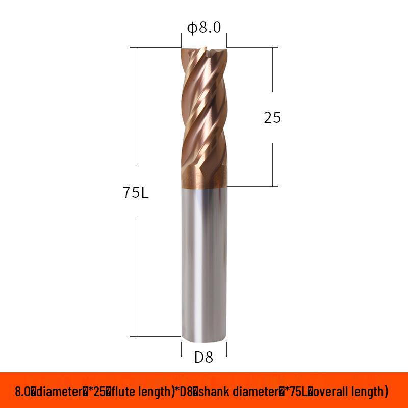 Taiwan 60° Tungsten Carbide 4-Flute Coated End Mill for Steel CNC Machining