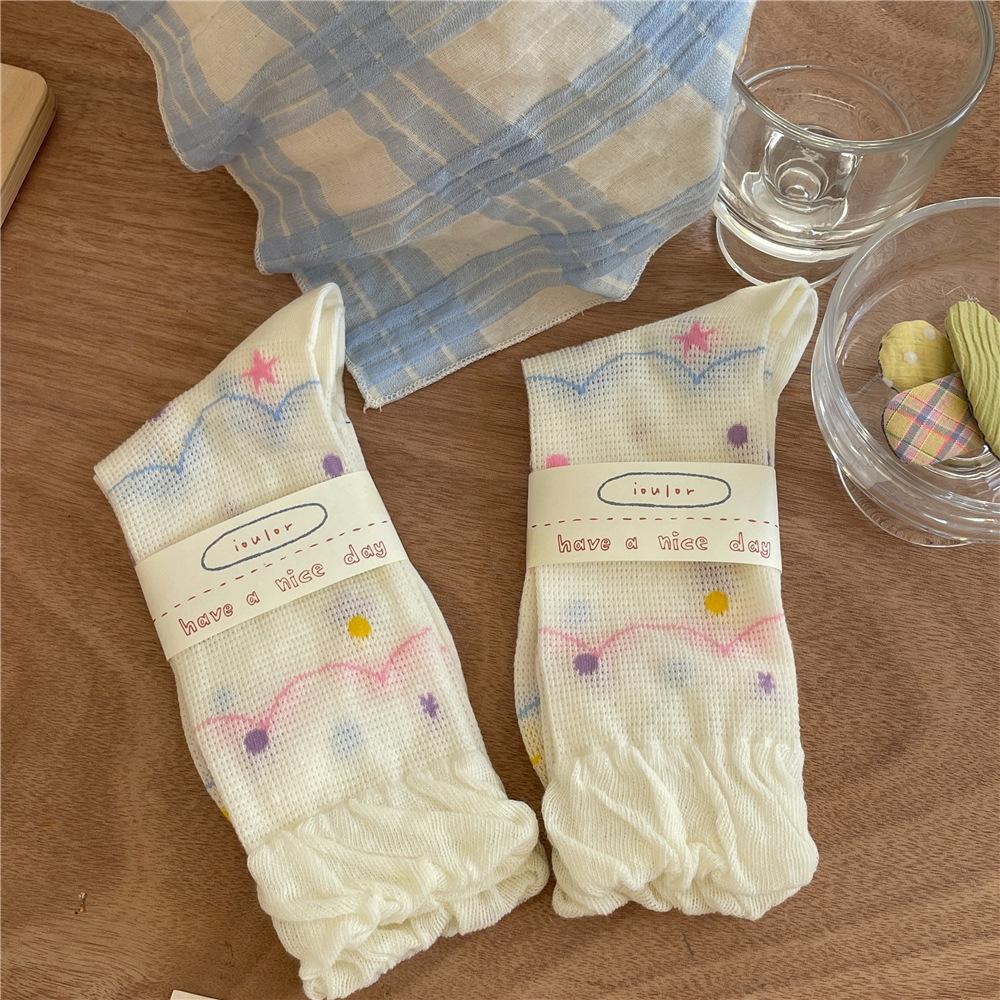 Women's Summer Thin New Color Bubble Dopamine Tube Pile Socks