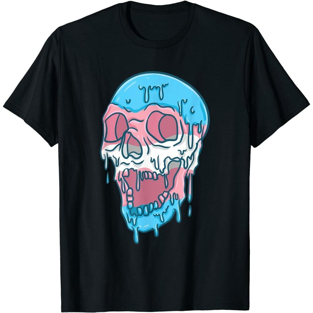 NEW LIMITED Dripping Trans Pride Skull Transgender T-Shirt Unisex Creative Design Graphic Printed Tshirt Not Defining Gender Tee