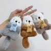 Plush Animal Pendant Cute Otter Holding Fish Keychain Pendant Stuffed Orangutan Bag Backpack Charm Gift for Kids Friends