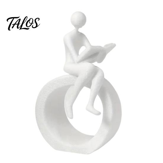 Talos 3D Printed Reading Figurine, Abstract Reader Statue for Home Decor, Modern Minimalist Sculpture Bookshelf Desk Office Ornament