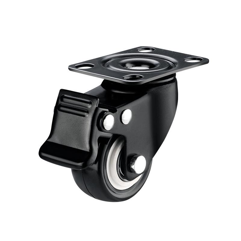 Black Heavy-Duty Swivel Casters with Brakes for Furniture, Cabinets & Industrial Use, Double Bearing Wheels