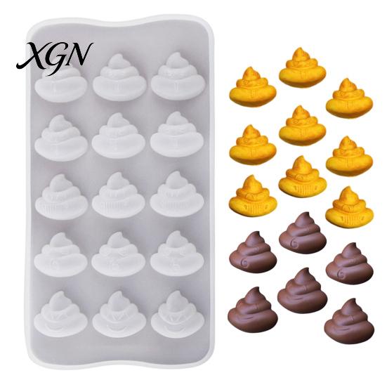 Funny Gag Gift Baking Mold Poop Chocolate Mold, 15 Cavity Silicone Tray, Non-stick Heat Food Grade Candy Tray Resistant Dessert for Fondant Jelly