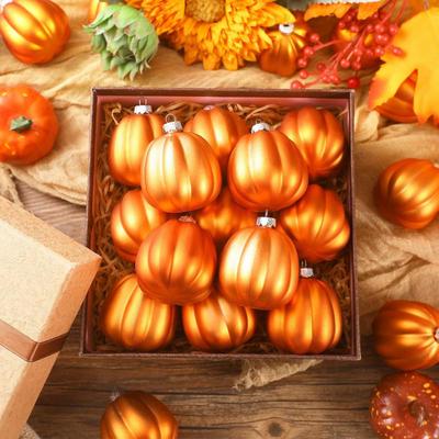 Reusable Halloween Ornaments Pumpkin Christmas Ball Fall Mini Pumpkin Balls Hanging Ornament Set for Thanksgiving for Christmas