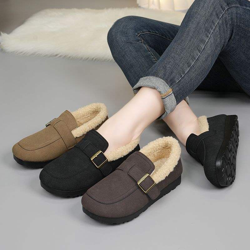 Birkenstocks Rundkopf-Slipper vielseitige Winter-Samt-Weichsohlen-Doudou-Schuhe vielseitige INS-Mode Baumwollschuhe