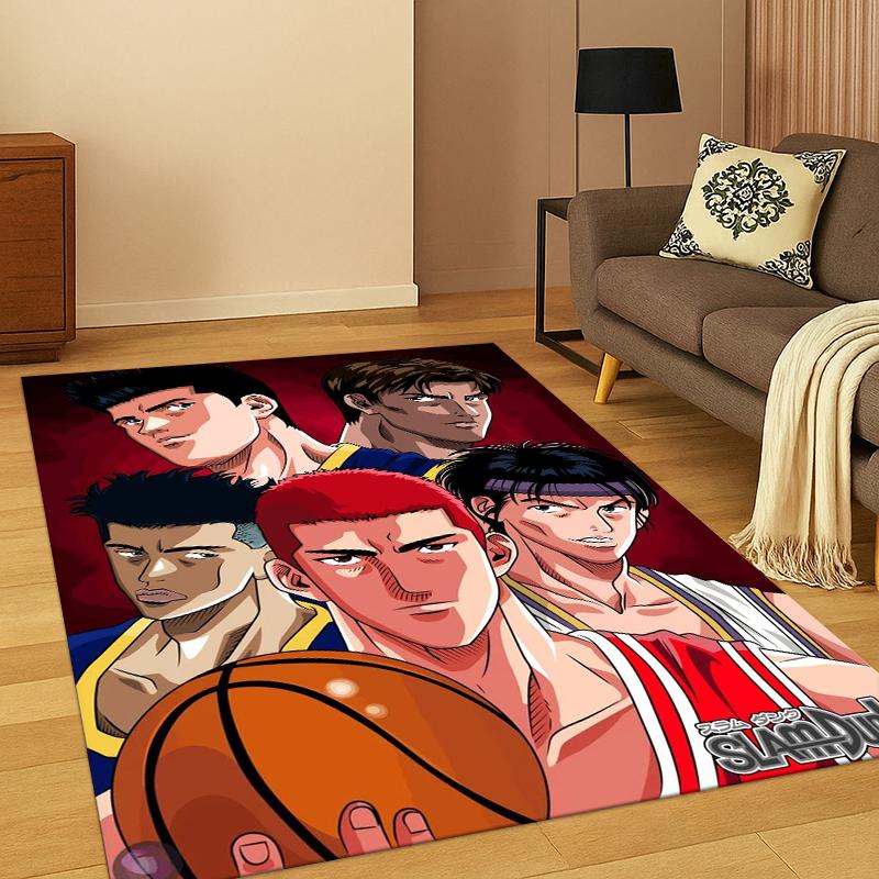 Cartoon Slam Dunk Basketball Anime Carpet Rug for Bedroom Living Room Sofa Playroom Doormat Home Decor,Kid Area Rug Non-slip